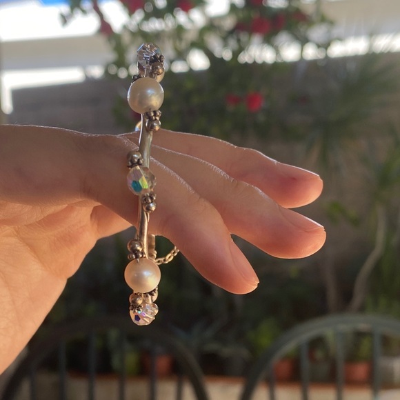 Sterling Silver Pearl & AB Crystal Bracelet - Picture 3 of 4